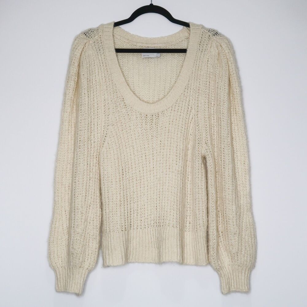 ASOS Design Womens Cream Sweater Size 14 Balloon Sleeve Cozy Boho Feminine